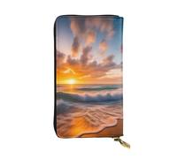 YYHWHJDE Beach Maui Hawaii Sunset Sea Waves Clouds Picture Quality Leather Long Clutch Wallet Designed for Fashion Girls and Women Stylish 19 x 10.5 cm, Noir , Taille unique