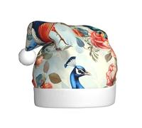 YYHWHJDE Beau chapeau de Noël avec imprimé paon et floral pour adulte, ce qui en fait un cadeau amusant et durable pour homme et femme