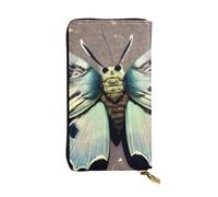 YYHWHJDE Beau motif papillon de nuit en cuir de qualité long portefeuille conçu pour les filles et les femmes tendance élégant 19 x 10,5 cm, Noir , Taille unique