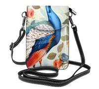 YYHWHJDE Beau paon et floral Picture Téléphone portable pour femme avec prépuce en cuir, étui à rabat en bandoulière, petite bandoulière réglable