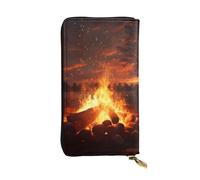 YYHWHJDE Beau portefeuille en cuir de qualité avec image Bonfire - Pour filles et femmes - Élégant - 19 x 10,5 cm, Noir , Taille unique