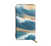 YYHWHJDE Beau portefeuille en cuir de qualité avec impression vagues de l'océan pour filles et femmes, élégant 19 x 10,5 cm, Noir , Taille unique