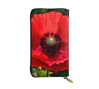 YYHWHJDE Beau portefeuille en cuir de qualité avec imprimé coquelicot rouge pour filles et femmes 19 x 10,5 cm, Noir , Taille unique