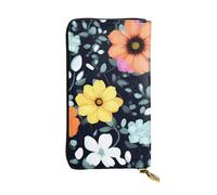 YYHWHJDE Beau portefeuille en cuir de qualité avec motif de fleurs colorées, conçu pour les filles et les femmes, élégant 19 x 10,5 cm, Noir , Taille unique