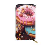 YYHWHJDE Beau portefeuille long en cuir de qualité avec image de donuts conçu pour les filles et les femmes tendance, élégant 19 x 10,5 cm, Noir , Taille unique