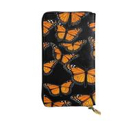 YYHWHJDE Beau portefeuille long en cuir de qualité avec image de papillon monarque conçu pour les filles et les femmes tendance 19 x 10,5 cm, Noir , Taille unique