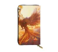 YYHWHJDE Beau portefeuille long en cuir de qualité avec impression Phoenix - Conçu pour les filles et les femmes - Élégant - 19 x 10,5 cm, Noir , Taille unique