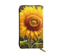 YYHWHJDE Beau portefeuille long en cuir de qualité avec motif tournesol conçu pour les filles et les femmes tendance 19 x 10,5 cm, Noir , Taille unique