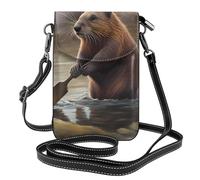 YYHWHJDE Beaver Working Picture Téléphone portable pour femme avec prépuce en cuir et bandoulière réglable