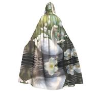 YYHWHJDE Belle cape à capuche pour adulte avec image de cygne blanc pour jeux de rôle, costumes et fêtes à thème