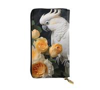 YYHWHJDE Belle pochette longue en cuir de qualité avec imprimé cacatoès et fleur - Pour filles et femmes - 19 x 10,5 cm, Noir , Taille unique