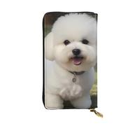 YYHWHJDE Bichon Frise Dog Imprimé Cuir de Qualité Portefeuille Longue Pochette Conçu pour les Filles et les Femmes Tendance Élégant 19 x 10.5 cm, Noir , Taille unique