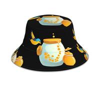 YYHWHJDE Bird Next to Honey Pot Picture Chapeau cloche réfléchissant léger, respirant et pliable pour homme et femme Noir