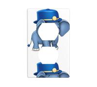 YYHWHJDE Blue Hat Panneau mural décoratif à double prise Motif éléphant pour zones résidentielles et commerciales 11,4 x 7 cm