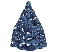YYHWHJDE Blue Killer Whale Prints Halloween Cape à capuche pour homme et femme Vêtements Manteau Jeu de rôle