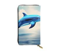 YYHWHJDE Blue Ocean Dolphin Picture Portefeuille long en cuir de qualité conçu pour les filles et les femmes tendance 19 x 10,5 cm, Noir , Taille unique