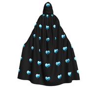 YYHWHJDE Blue Ocean Heart Pattern Halloween Cape à capuche pour adulte - Très grande cape à capuche sans fermeture éclair