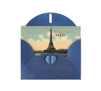 YYHWHJDE Blue Paris Carte postale vintage en papier nacré de haute qualité : 10,2 x 15,2 cm, carte d'invitation pour fête d'anniversaire, bleu