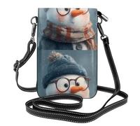 YYHWHJDE Bonhomme de neige portant des lunettes imprimé petit sac à bandoulière en cuir pour femme, imperméable et durable