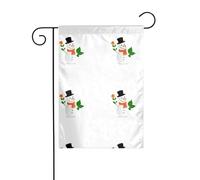 YYHWHJDE Bonhomme de neige tenant des fleurs mât de drapeau extérieur décoration cour double face 30,5 x 45,7 cm