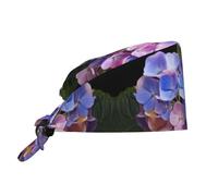 YYHWHJDE Bonnet de gommage bouffant, beau motif hortensia, bonnets chirurgicaux réglables pour homme et femme, noir, Noir , Taille unique