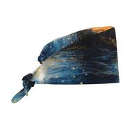 YYHWHJDE Bonnet de nettoyage avec imprimé fleuve étincelant - Doux pour homme et femme, réglable, respirant noir