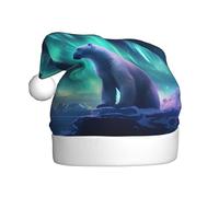 YYHWHJDE Bonnet de Noël avec imprimé ours polaire Northern Lights pour adulte, accessoire festif de qualité, doux, léger