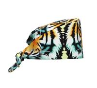 YYHWHJDE Bonnet de travail de nettoyage avec imprimé petite tête de tigre - Doux pour homme et femme, réglable, respirant noir