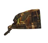 YYHWHJDE Bonnet de travail de nettoyage Little Frog by The Radio Printed Chef Hat pour homme et femme, réglable, respirant, noir