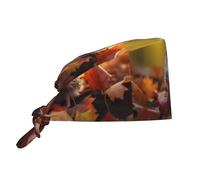 YYHWHJDE Bonnet de travail de nettoyage motif petit hérisson sur feuilles mortes pour homme et femme, réglable, respirant, noir