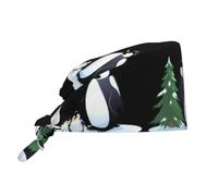 YYHWHJDE Bonnet de travail de nettoyage Penguins by The Pine Tree - Chapeau de chef imprimé pour homme et femme - Réglable - Respirant - Noir