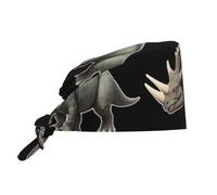 YYHWHJDE Bonnet de travail de nettoyage The Ferocious Triceratops - Chapeau de chef imprimé pour homme et femme - Réglable - Respirant - Noir