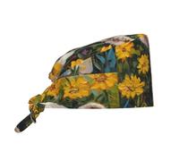 YYHWHJDE Bonnet médical bouffant d'agneau avec motif fleurs jaunes - Casquettes chirurgicales réglables pour homme et femme