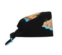 YYHWHJDE Bonnet médical bouffant - Motif source d'eau dans le désert - Casquettes chirurgicales réglables pour homme et femme - Noir