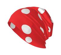YYHWHJDE Bonnet tricoté à pois rouges et blancs - Doux et confortable - Pour les activités de plein air, les voyages, noir, taille unique