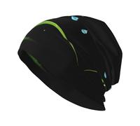YYHWHJDE Bonnet tricoté pour homme et femme Motif gouttes de rosée sur l'herbe Noir