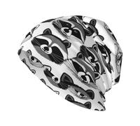 YYHWHJDE Bonnet tricoté tendance pour adulte - Bonnet décontracté pour le quotidien, les activités de plein air et les voyages - Imprimé raton laveur mignon - Noir, Noir , Taille unique