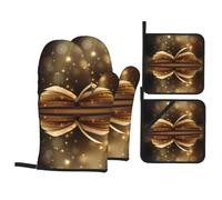 YYHWHJDE Book Under The Light Prints Lot de 4 jetés de four imperméables résistants à la chaleur et faciles à nettoyer pour casserole, poêle et grill