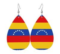 YYHWHJDE Boucles d'oreilles en cuir avec imprimé drapeau du Venezuela - Élégantes boucles d'oreilles pendantes pour fêtes, superposition de couleurs vives, finition qui ne se décolore pas