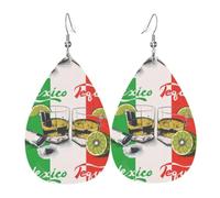 YYHWHJDE Boucles d'oreilles en cuir avec imprimé drapeau mexicain et tequila - Élégantes boucles d'oreilles pendantes pour fêtes, superposition de couleurs vives, finition qui ne se décolore pas