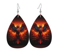 YYHWHJDE Boucles d'oreilles en cuir avec imprimé phénix orange rouge en forme de goutte d'eau - Couvre-lit élégant pour les fêtes, superposition de couleurs vives, finition qui ne se décolore pas