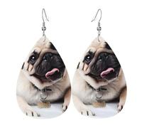 YYHWHJDE Boucles d'oreilles en cuir avec motif carlin cool en forme de goutte d'eau - Couvre-lit élégant pour les fêtes, superposition de couleurs vives, finition qui ne se décolore pas