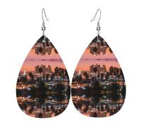 YYHWHJDE Boucles d'oreilles en cuir avec motifs de palmiers de Los Angeles - Élégantes boucles d'oreilles pendantes pour les fêtes, superposition de couleurs vives, finition qui ne se décolore pas