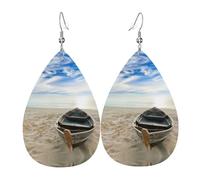 YYHWHJDE Boucles d'oreilles en cuir motif bateau sur la plage en forme de larme - Couches pendantes vibrantes pour femme, bijoux tendance légers pour les fêtes et au quotidien