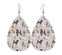 YYHWHJDE Boucles d'oreilles en cuir motif caniches en forme de goutte d'eau - Couvre-lit élégant pour fêtes, superposition de couleurs vives, finition qui ne se décolore pas