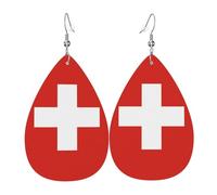 YYHWHJDE Boucles d'oreilles en cuir motif goutte d'eau avec drapeau suisse - Élégant couvre-lit pour fêtes, superposition de couleurs vives, finition qui ne se décolore pas