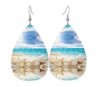 YYHWHJDE Boucles d'oreilles en cuir motif gouttes d'eau sur la plage de l'océan - Couvre-lit élégant pour les fêtes, superposition de couleurs vives, finition qui ne se décolore pas