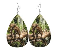 YYHWHJDE Boucles d'oreilles en cuir Panther on Tree Trunk Waterfall Prints Water Drop - Élégant couvre-lit pour fêtes, superposition de couleurs vives, finition qui ne se décolore pas