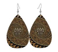 YYHWHJDE Boucles d'oreilles hawaïennes Tapa Honu en cuir avec impression de tortue d'eau - Élégant jeté de lit pour les fêtes, superposition de couleurs vives, finition qui ne se décolore pas