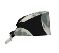 YYHWHJDE Bouffant Casquettes chirurgicales réglables pour homme et femme Motif Castle Before The Moon Noir